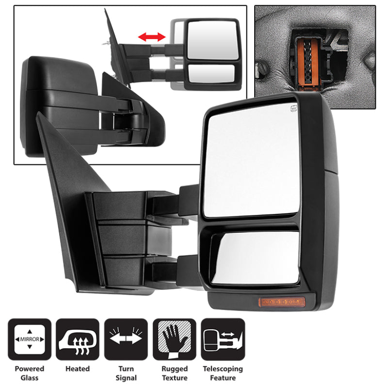 xTune Ford F150 04-06 Power Heated Amber LED Signal Telescoping Mirror Right MIR-FF15004S-PWH-AM-R