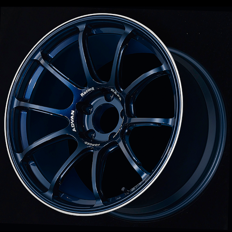 Advan RZ-F2 18x9.5 +44 5x114.3 Racing Titanium Blue and Ring Wheel