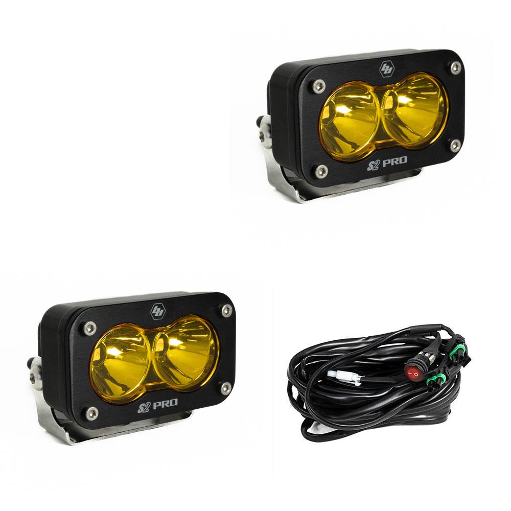 LED Light Pods Baja Amber Lens Spot Pattern Pair S2 Pro Series Baja Designs - 487811