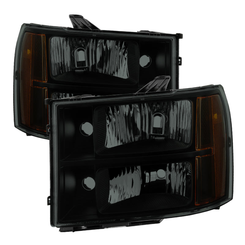xTune GMC Sierra 07-13 Crystal Headlights Black Smoked HD-JH-GSIE07-AM-BSM