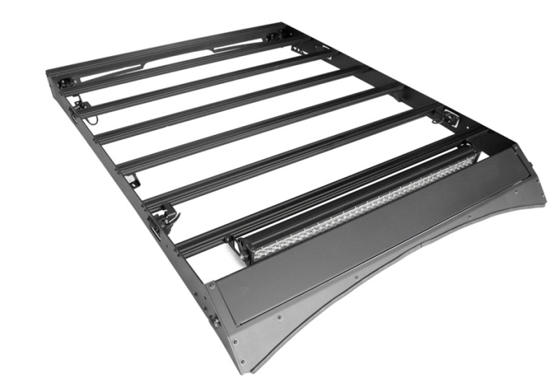 Cali Raised 14-21 Toyota Tundra Crew Max Premium Roof Rack - Led Light Bar - Blue Light Kit