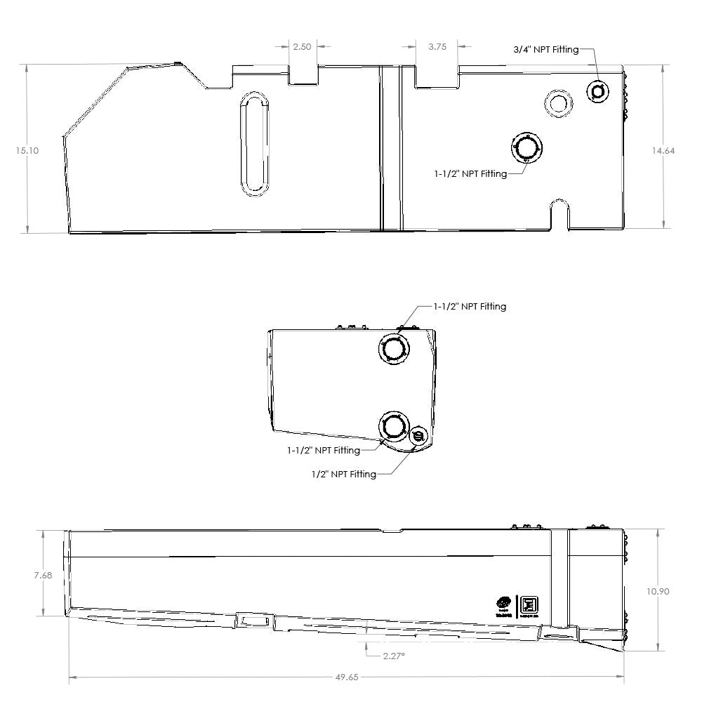 22 Gallon Drivers Side Undercarriage Fresh/Grey Water Tank for 2015-2025 Ford Transit 148" & 148" EXT