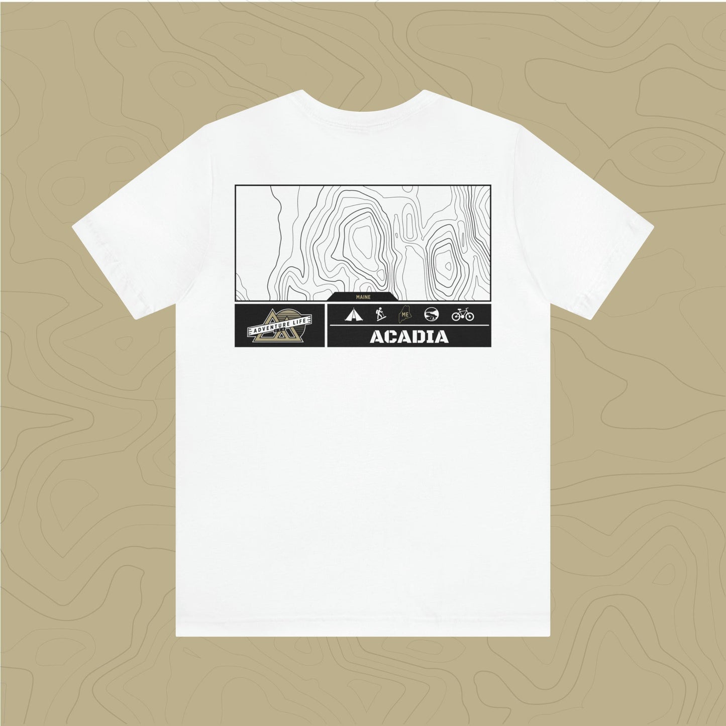 Acadia National Park - Adventure Life Trail Topographic Garment Dyed Tee