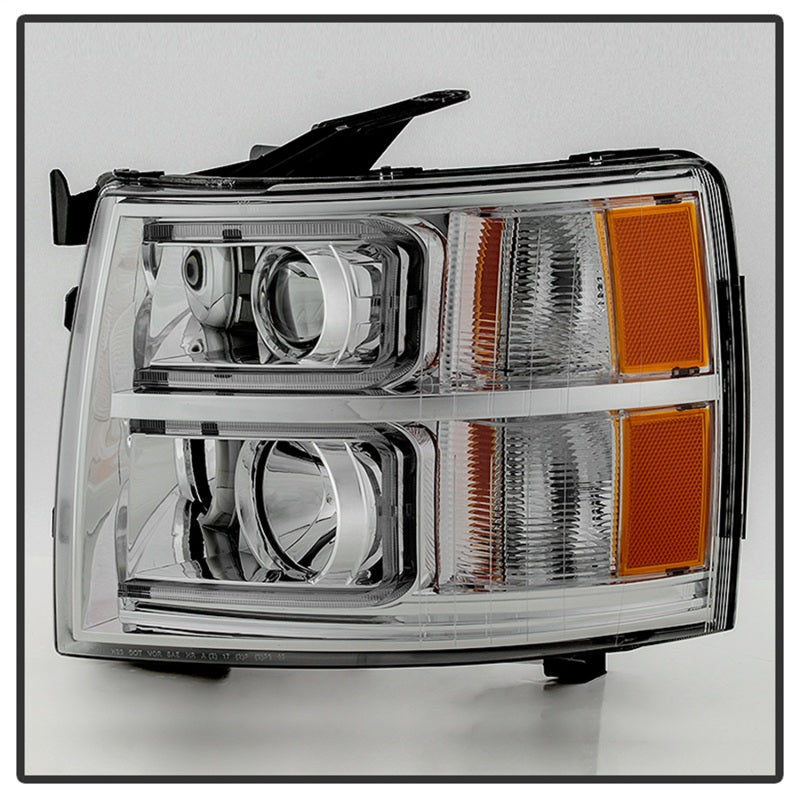 xTune Chevy Silverado 1500/2500/3500 07-13 Halo Projector Headlights Chrome PRO-JH-CS07-LED-C