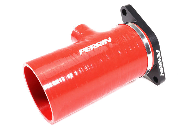 PERRIN 22-24 Subaru WRX / 20-25 LGT &amp; OBXT Turbo Inlet Hose w/Turbo Adapter Flange (Short) - Red