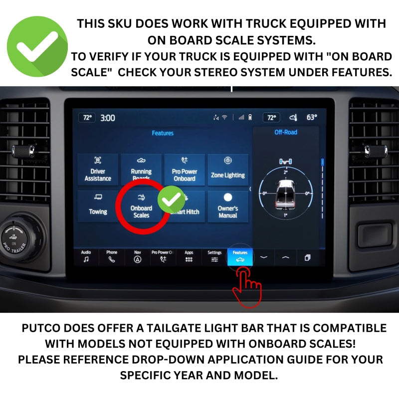 Putco 21-23 Ford F-150 60In Direct Fit Red Blade Kit Tailgate Bars w Factory LED Taillamps
