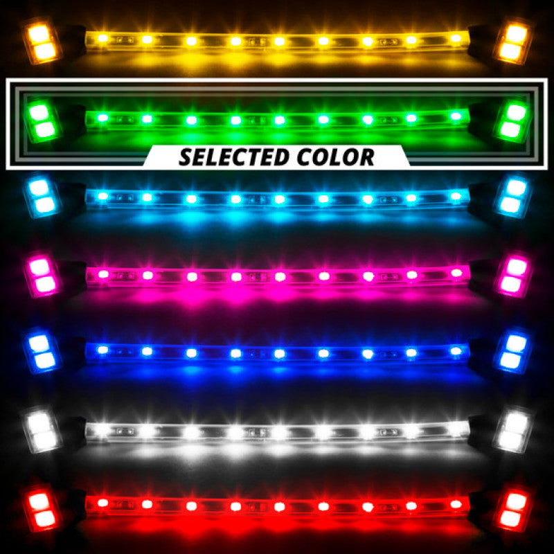 XK Glow Strips Single Color XKGLOW LED Accent Light Motorcycle Kit White - 8xPod + 2x8In