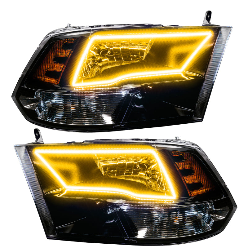 Oracle 09-17 RAM 1500 TRX Quad Pre-Assembled Headlights Blk Housing - w/ BC1 Controller