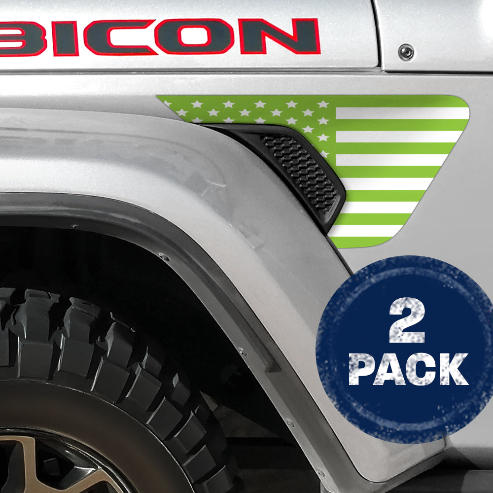 White and Green Flag 2pc Vinyl Fender Decal