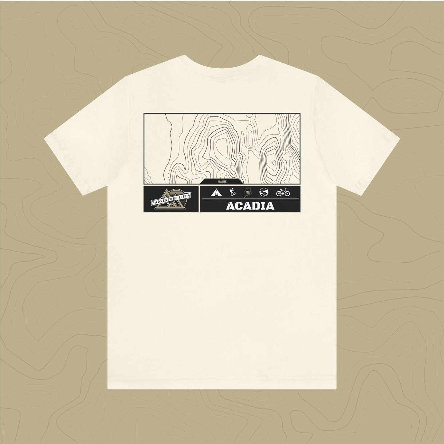 Acadia National Park - Adventure Life Trail Topographic Garment Dyed Tee