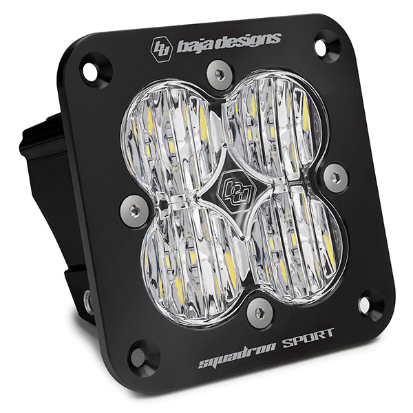 Flush Mount LED Light Pod Black Clear Lens Wide Cornering Pattern Squadron Sport Baja Designs - 551005