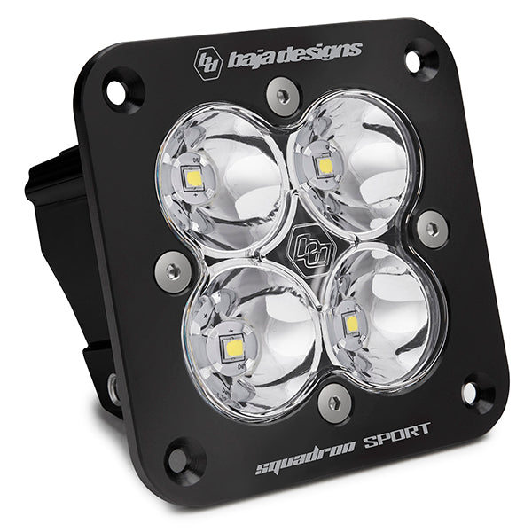 Flush Mount LED Light Pod Black Clear Lens Work/Scene Pattern Squadron Sport Baja Designs - 551006