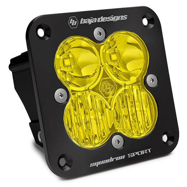 Flush Mount LED Light Pod Black Baja Amber Lens Driving/Combo Pattern Squadron Sport Baja Designs - 551013