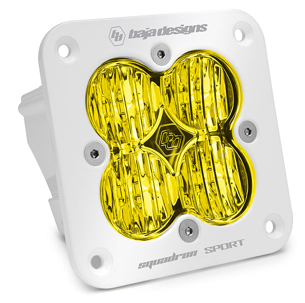 Flush Mount LED Light Pod White Baja Amber Lens Wide Cornering Pattern Squadron Sport Baja Designs - 551015WT