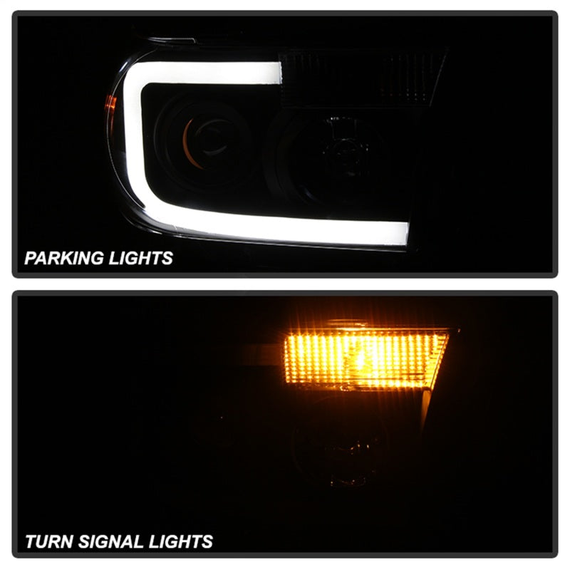 xTune Toyota Tundra 07-13 LED Light Bar Projector Headlights Black Smoked PRO-JH-TTU07-LED-BSM