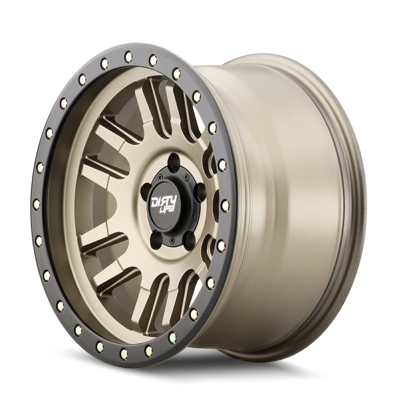 Dirty Life 9309 Canyon Pro 17x9/5x127 BP/-12mm Offset/71.5mm Hub Satin Gold Wheel - Beadlock