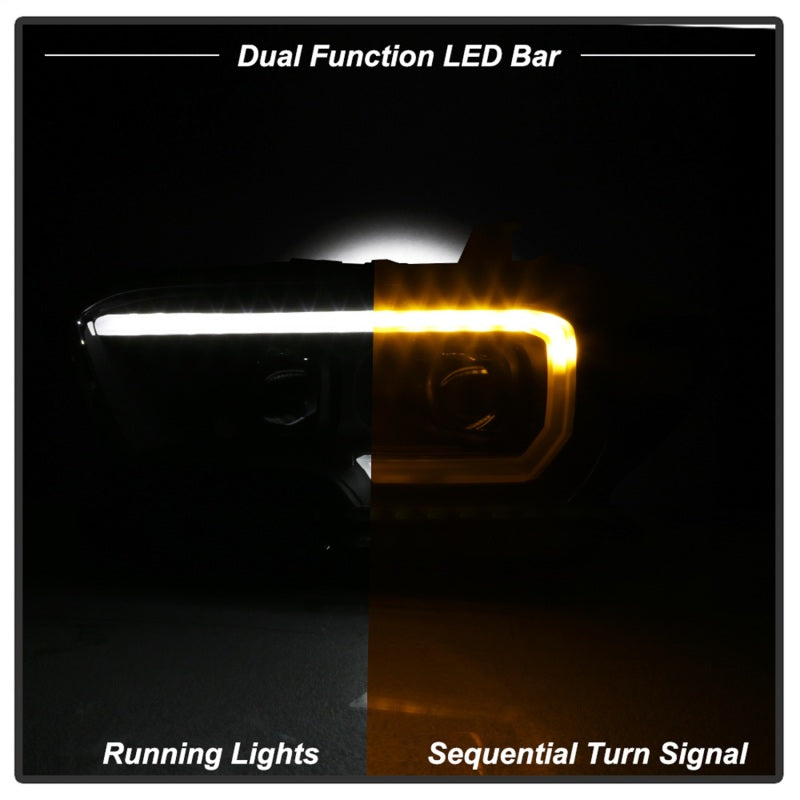 xTune 16-18 Toyota Tacoma SR/SR5 DRL Projector Headlights w/Turn Signal - Blk (PRO-JH-TTA16-SR-BK)