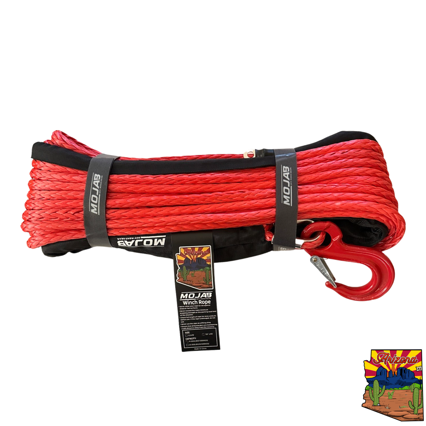 3/8'' x 85' Synthetic Winch Rope with forged winch hook