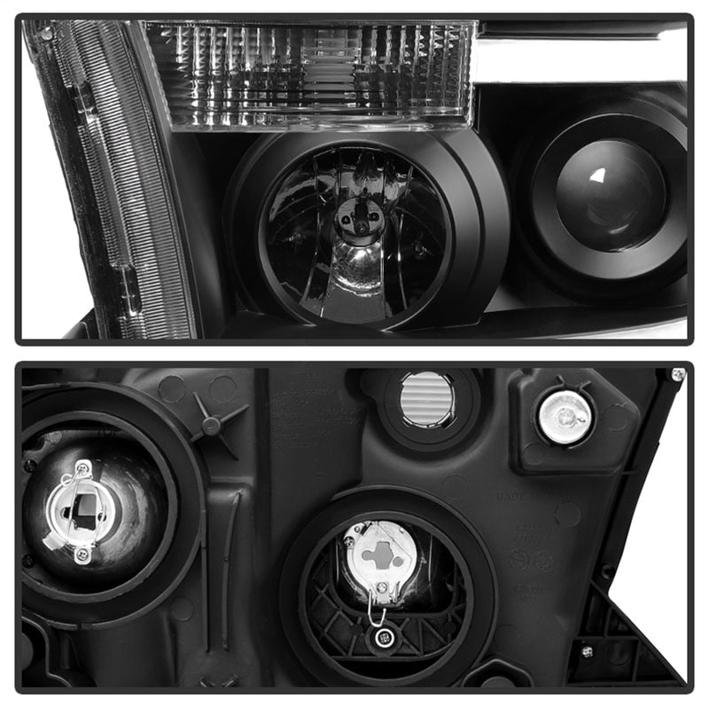 xTune Toyota Tundra 07-13 LED Light Bar Projector Headlights Black PRO-JH-TTU07-LED-BK