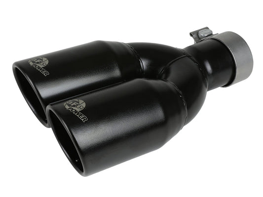 aFe MACH Force-Xp 409 Stainless Steel Clamp-on Exhaust Tip 2.5in Inlet 3.5in Outlet - Black
