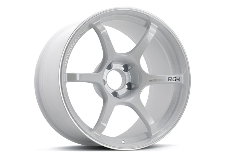 Advan RG-4 18x9.5 +12 5x114.3 Racing White Metallic and Ring Wheel