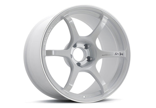 Advan RG-4 18x8.5 +37 5x114.3 Racing White Metallic and Ring Wheel