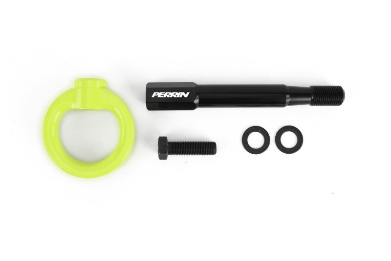 PERRIN 08-14 Subaru WRX/STI (Hatchback) Tow Hook Kit (Rear) - Neon Yellow