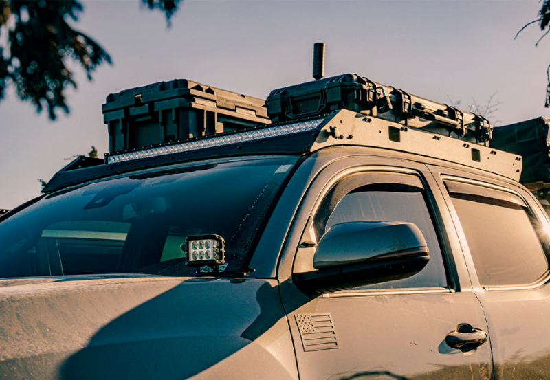 Cali Raised 05-23 Toyota Tacoma Premium Roof Rack - Blue - Tall/No Lights Combo Beam