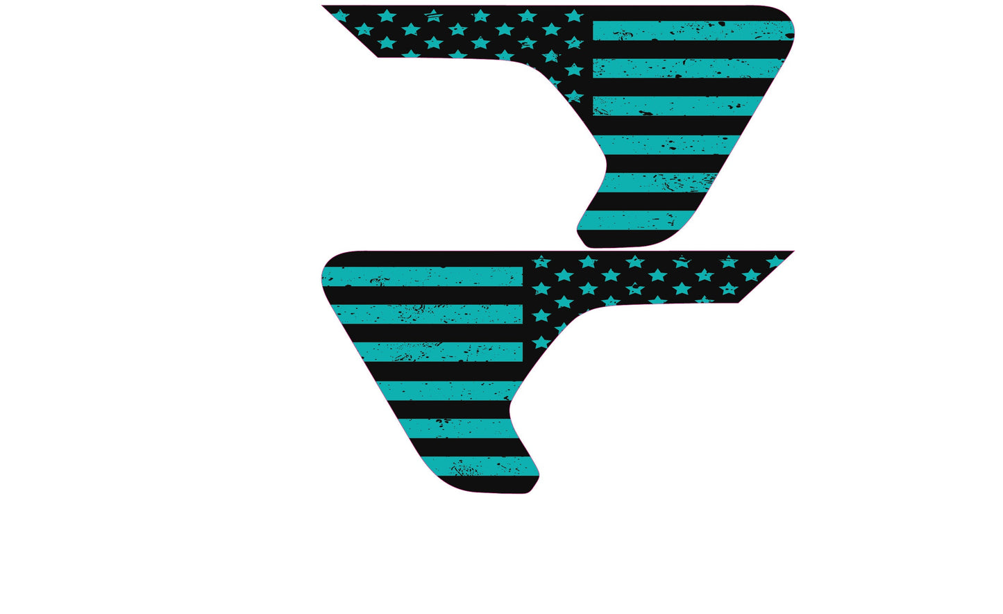 Black and Light Blue Distressed Flag 2pc Vinyl Fender Decal