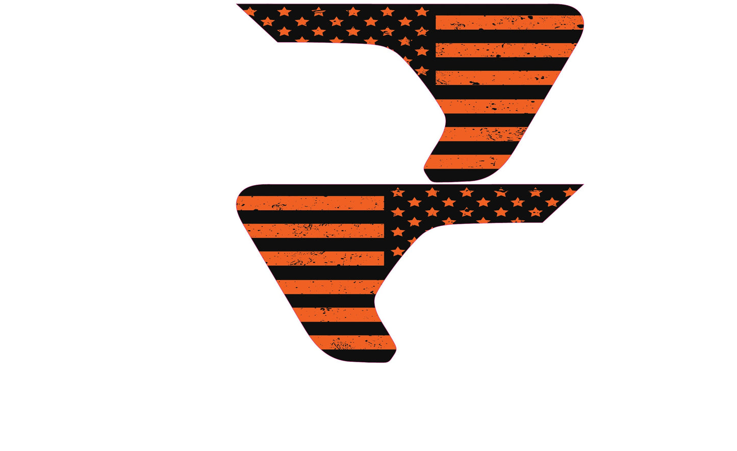 Black and Orange Distressed Flag 2pc Vinyl Fender Decal