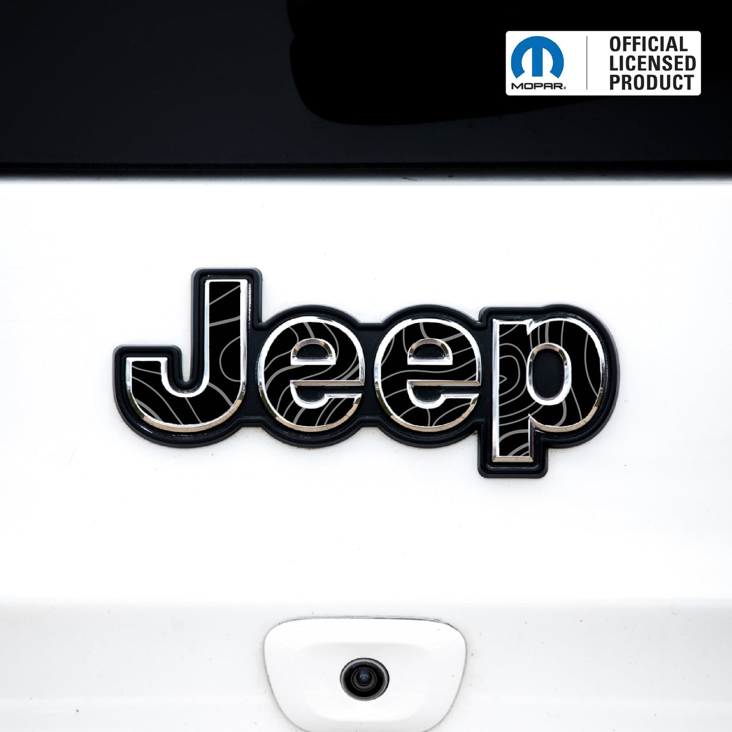 Jeep Emblem Overlay Decals – Topographic Map Print | Fits Grand Cherokee, Cherokee, Compass, Renegade, Liberty, Patriot (Various Years)