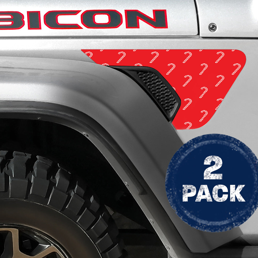 Candy Cane Paper 2pc Vinyl Fender Decal
