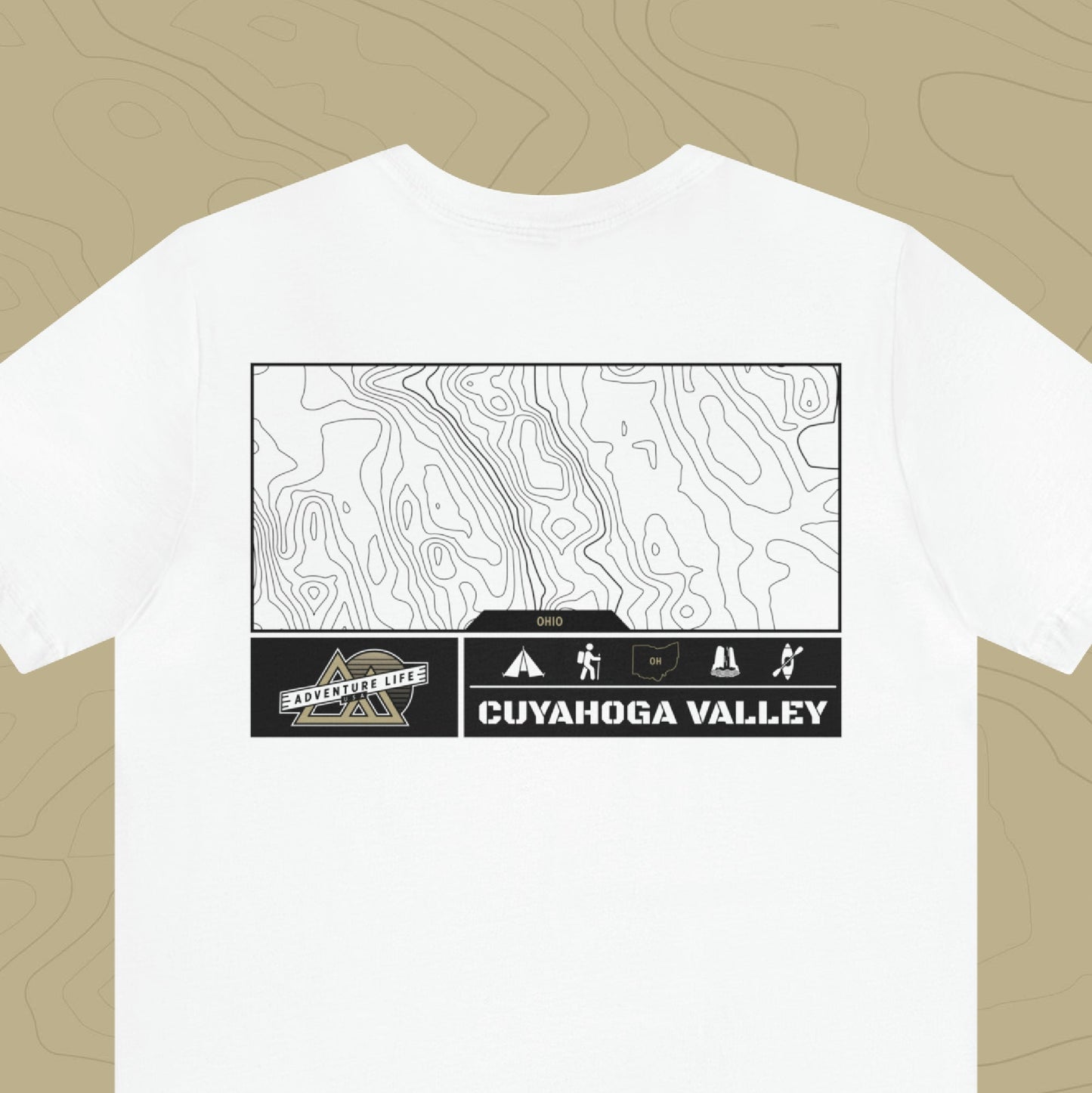 Cuyahoga Valley National Park - Adventure Life Trail Topographic Garment Dyed Tee