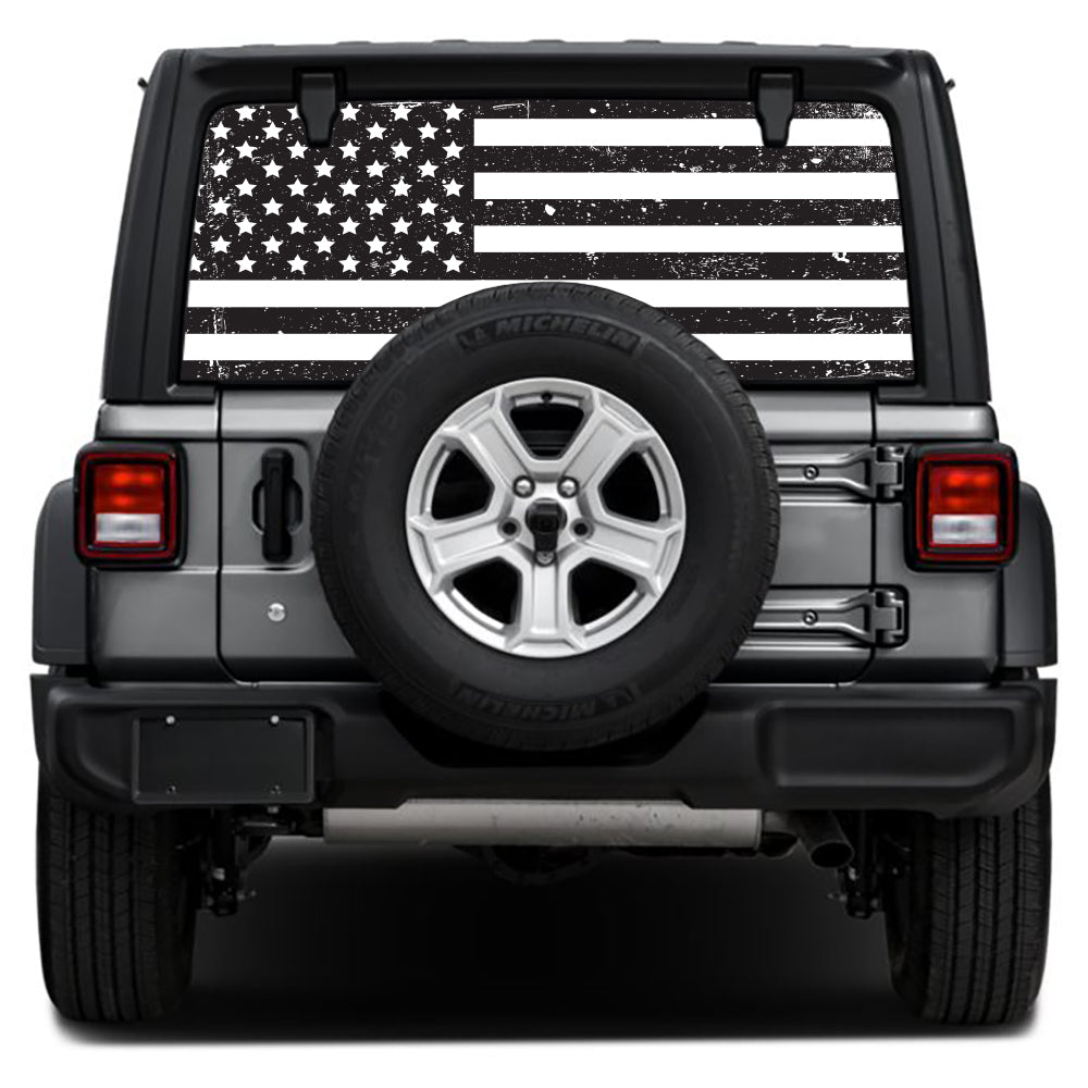 Distressed Black & White Rear Window Decal