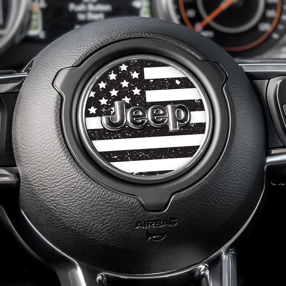Distressed Black & White Steering Wheel Decal