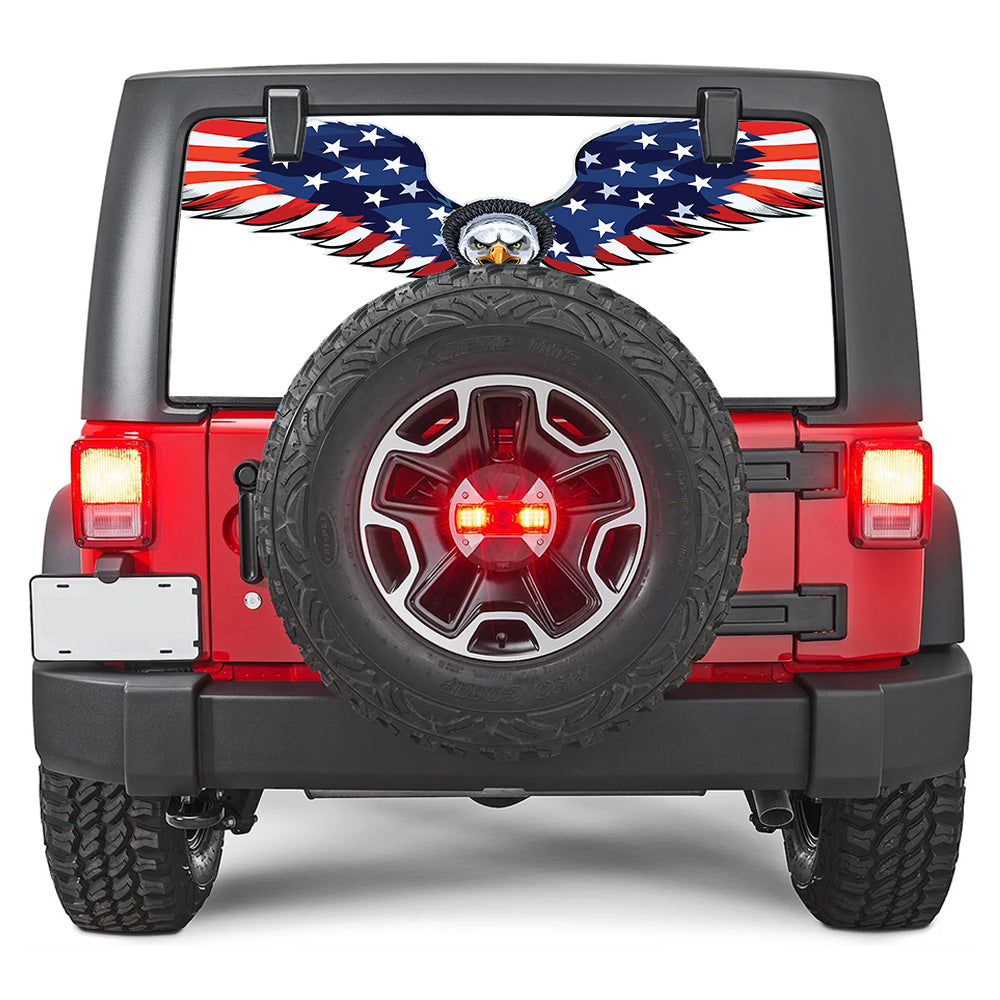 Eagle Flag Rear Window Decal