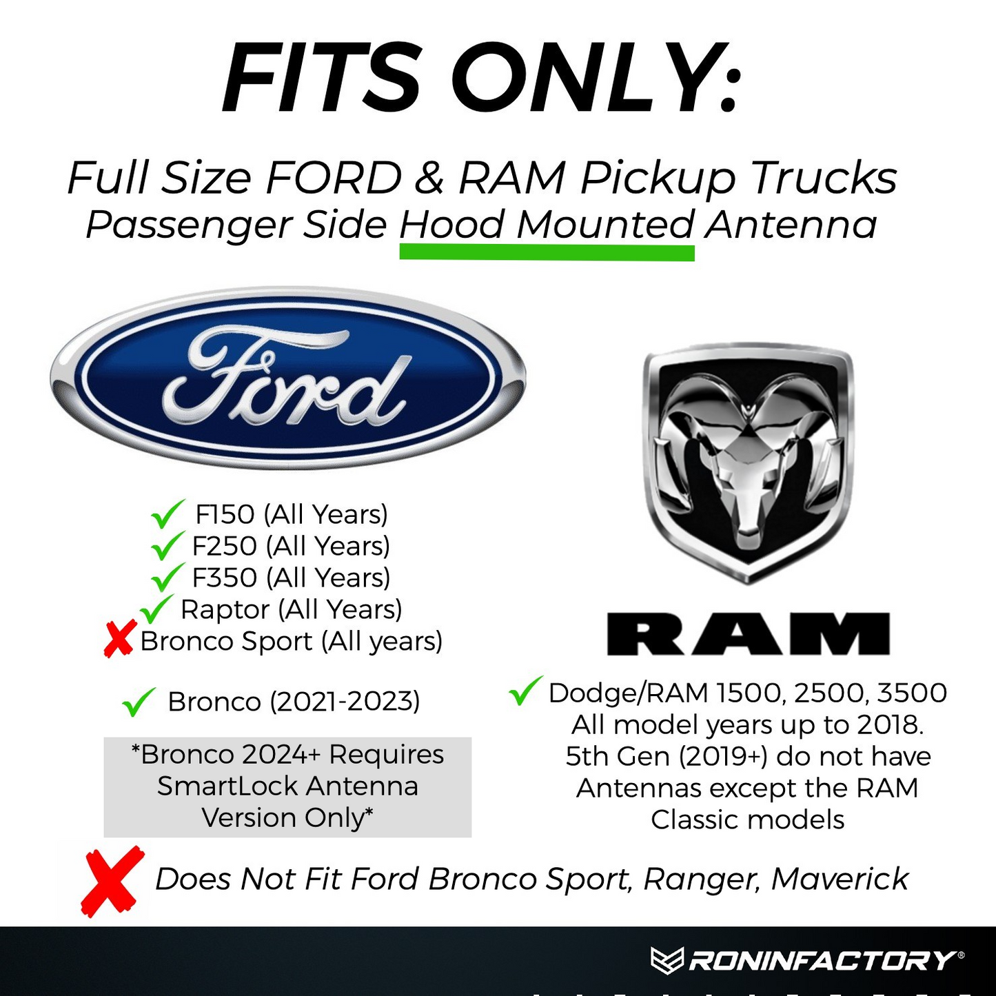 FORD TUFFLOCK® SHORT ANTENNA (4 INCH)