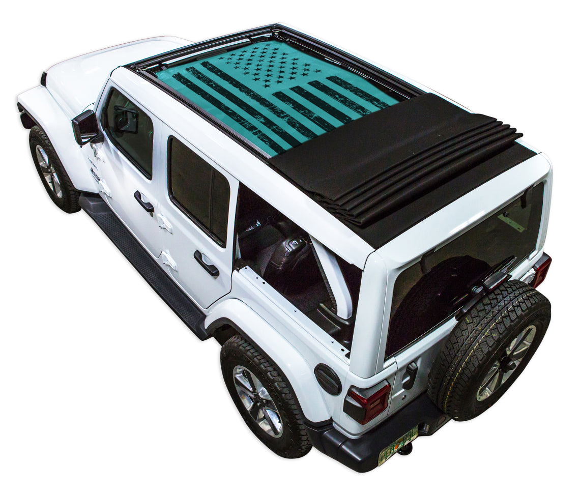 Jeep Wrangler JLU Sky One Touch Power Top Sun Shade Stock Printed Shade Top (2018–2026)