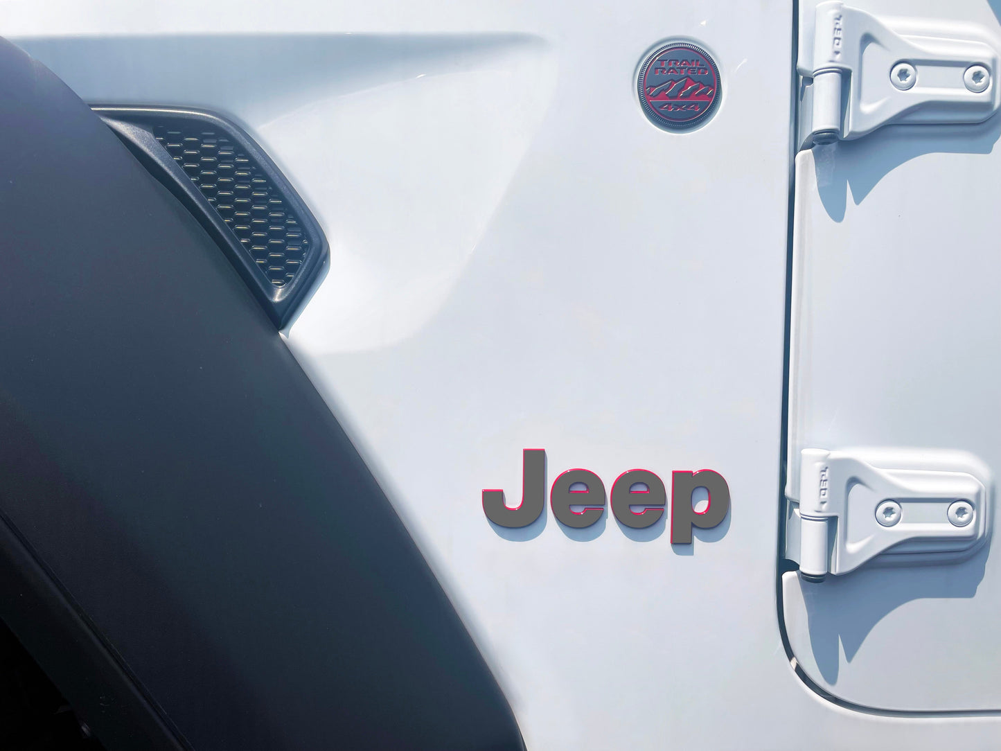 Grey Jeep Fender Emblem Overlay Vinyl Decals 2pk
