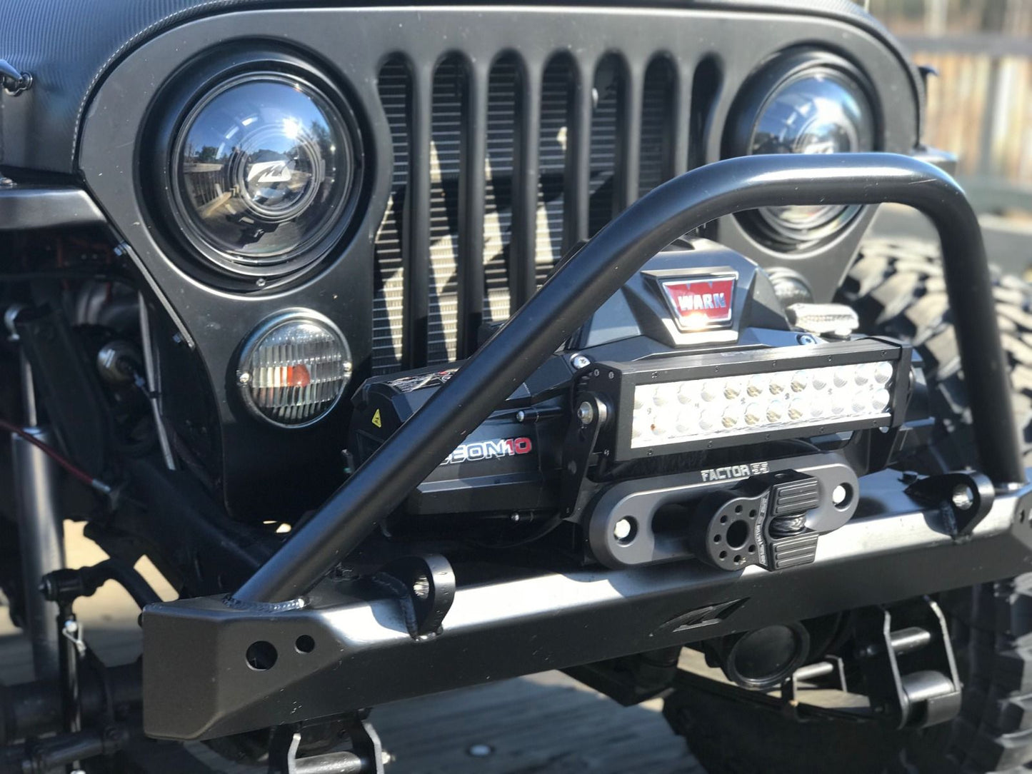 Jeep CJ Mid Width Front Bumper W/Stinger Bare Steel Motobilt - MB1019-S