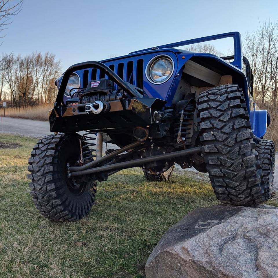 Jeep YJ TJ LJ Front Bumper W/Bull Bar Bare Steel Motobilt - MB1069-B