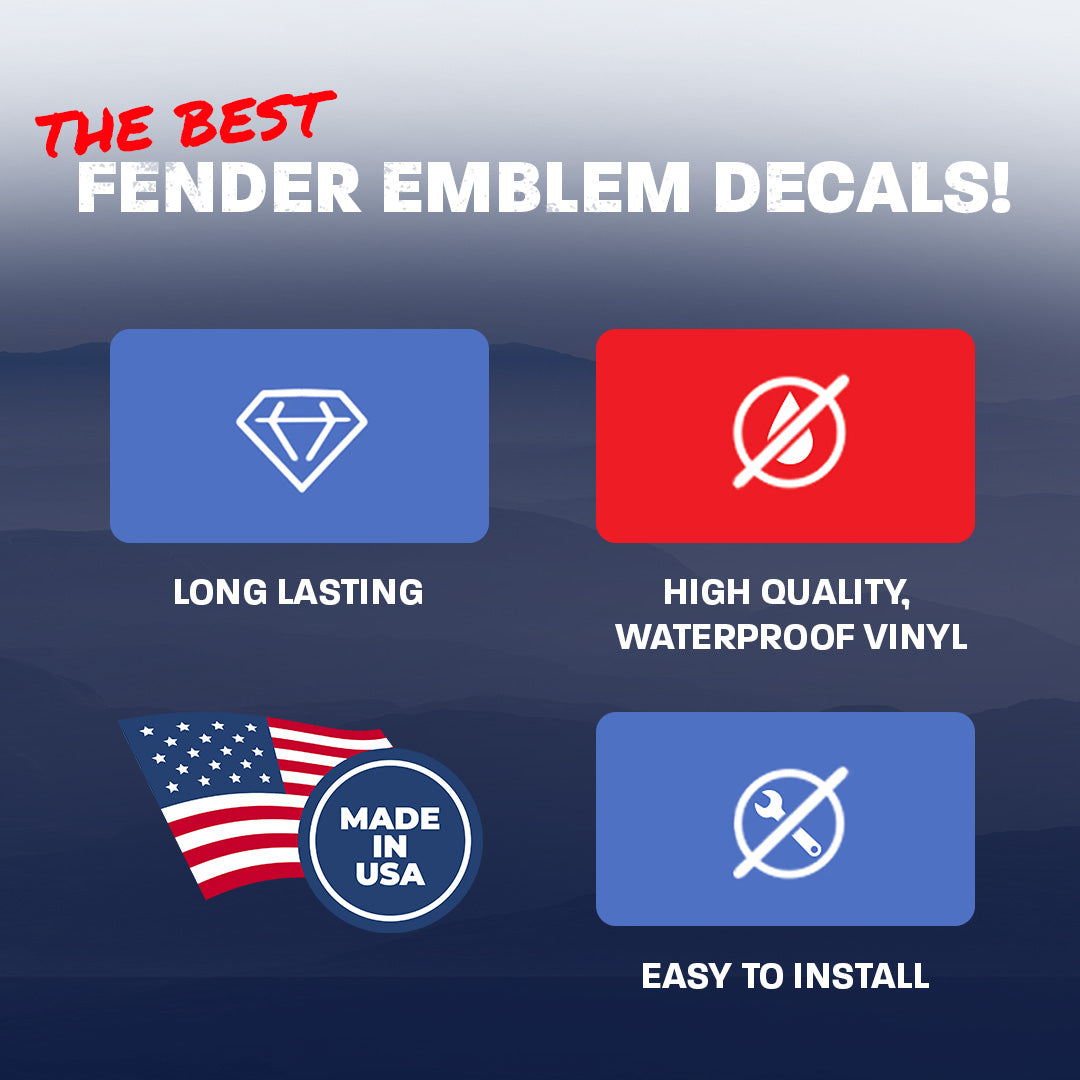Old Glory Wavy Jeep Fender Emblem Overlay Vinyl Decals 2pk