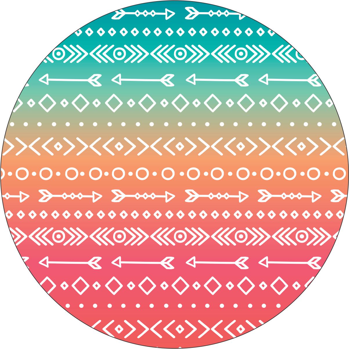 Aztec & Arrow Print on Pastel Ombré Spare Tire Cover for Jeep, Bronco, RV, Camper & More