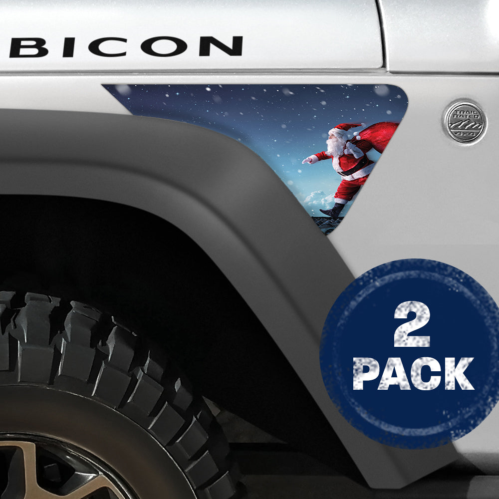 Santa on a Roof 2pc Vinyl Fender Decal