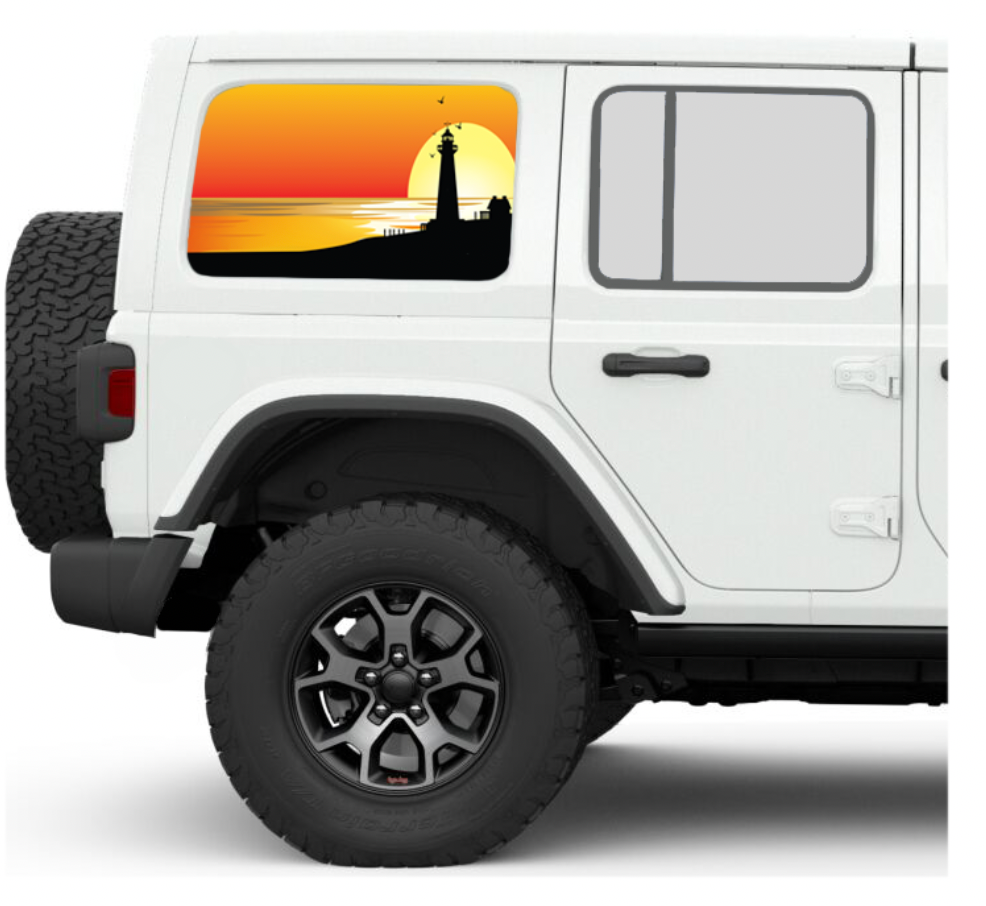 Endless Summer Lighthouse Orange Side Windows Printed Vinyl Decal