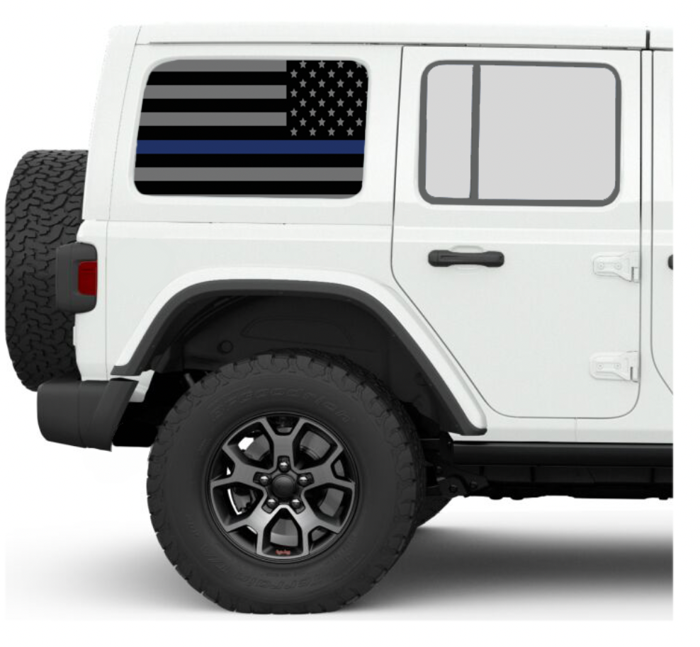 Thin Blue Line Side Windows Printed Vinyl Decal