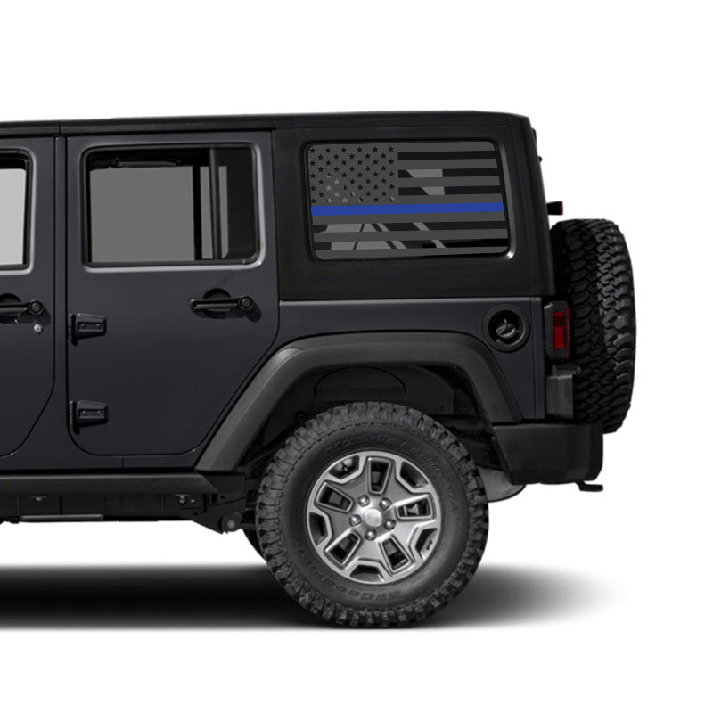 Thin Blue Flag Rear Window Jeep Graphic