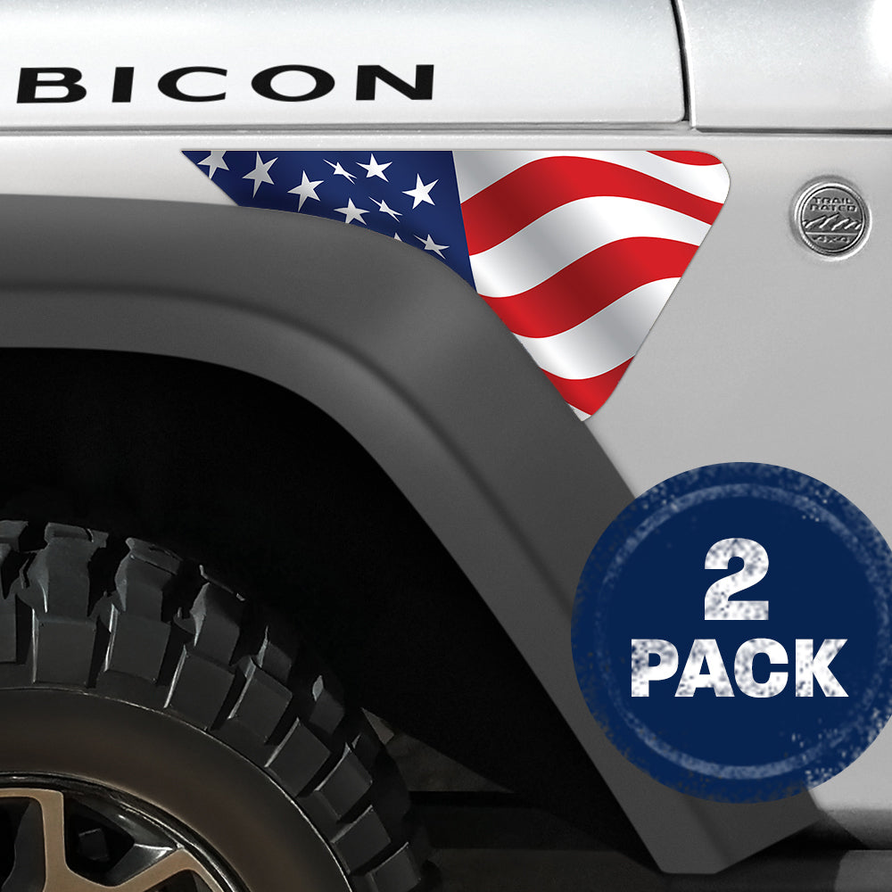 Wavy Old Glory 2pc Vinyl Fender Decal