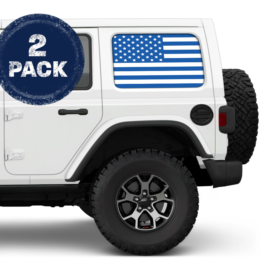 White & Blue Side Windows Printed Vinyl Decal
