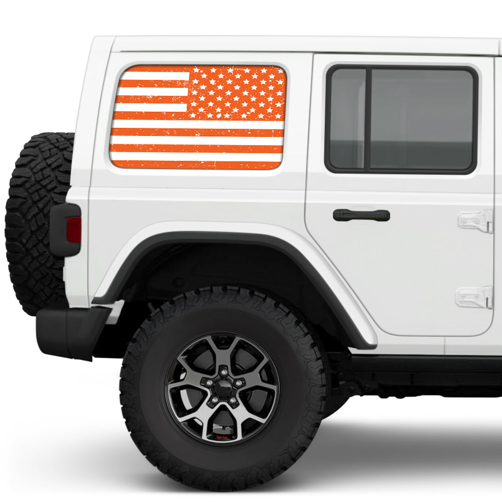 Distressed White & Orange Side Windows Printed Vinyl Decal